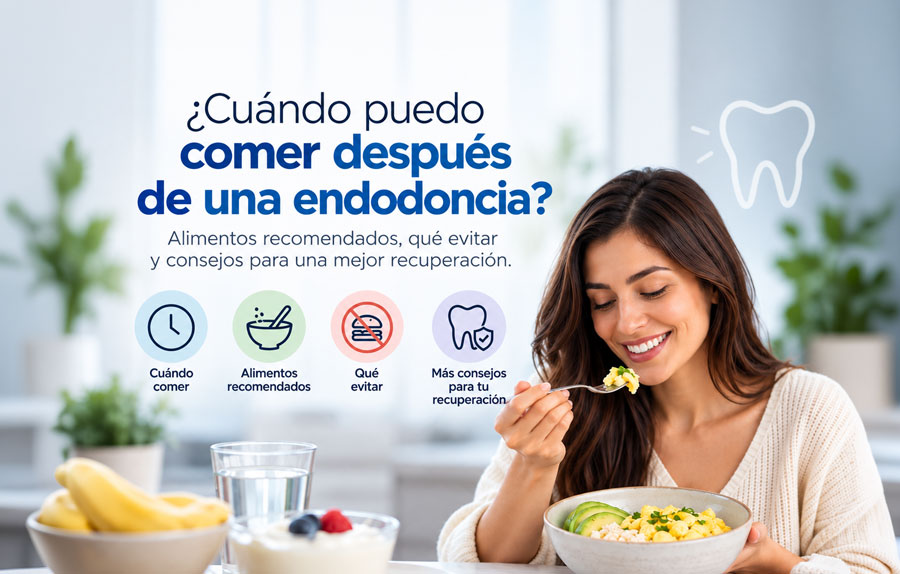 Paciente comiendo alimentos suaves después de una endodoncia